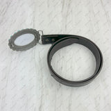 BUK240213-18                 Oval silver metal with muti turquoise stone and cowgirl Belt buckle