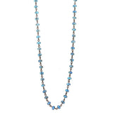 NKS160112-10 AQA   8mm Crystal Face Cutting, NEEDLE LINKED Long Necklace