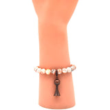 BR190522-05COP   Peach and Light-Grey Real Stone Bracelet