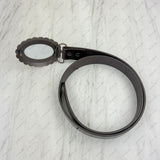 BUK240213-23             Oval copper metal with blue turquoise stone and cowgirl Belt buckle