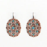 ER150101-02COP   Vintage Oval Shape, Light Way Plate Earring With TQ Color on Spot