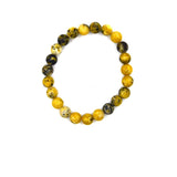 BR190515-05  Yellow with Black Specks Real Stone Bracelet