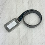 BUK240213-08                 Triangle silver metal with blue turquoise stone and cowboy Belt buckle