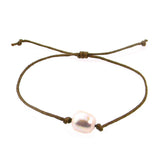 BRZ160930- 04 BRN   FRESHWATER PEARL W/CORD, ADJUSTABLE BRACELATE