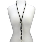 Braid Suede Necklace With Fresh Pearl on Tassel Long Necklace, Skiny