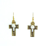 ERS150216-01GD Vintage Cross Earring With TQ Beads