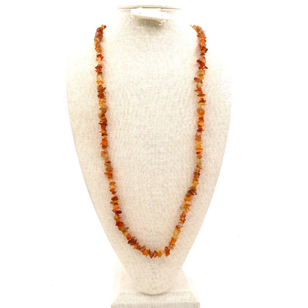 Brown/orange multi-color chip stone necklace