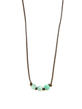 CKZ160710-09 3 AMAZONITE STONE, KNOTTED IN B/W, CORD CHOKER, LBRN CORD