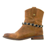 BOT150103-01BLK ROUND CRYSTAL LINKED BOOT CHAIN