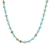NKS170330-01 TQ  8MM CRYSTAL LINKED COLLAR NECKLACE