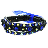 EL302 BLK/BL   3-pcs Stretch Crystal Bracelet with ribon