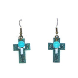 ERS150216-01PTN Vintage Cross Earring With TQ Beads