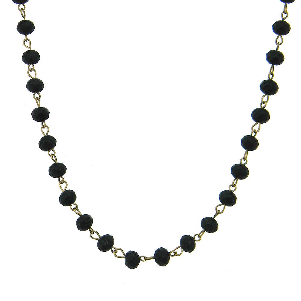 NKS170330-01 BLK  8" CRYSTAL LINKED COLLAR NECKLACE