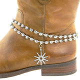 BOT160418-06  2-STRAND CRYSTAL W/SPUR CHARM BOOT CHAIN
