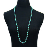 NKS160111-05TQ/SLV  8mm Turquoise Ball LiNecklaceed Long Necklace, SLV Neelde