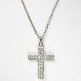 NKB101220-06  Metal Chain, 3D Cross Pendant With Clear Rhinestone  Necklace