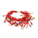 BRS170723-03RD 2.25"WIDE MULTI  STRING RED COLOR  SEED BEADS BRACELET