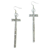 ERS170517-01 CL    Long Cross Earring with Clear Crystal