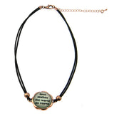 CHY161112-03 BRN  TWO-STRAND LEATHER CORD, W/WORD PENDANT CHOKER