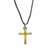 NK150806-01 GD   "CIRCLE G"  WIRED CROSS NECKLACE