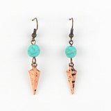 ERS150216-14 COP   Arrow Head Earring With TQ Beads on Top