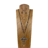 AK660BN               36'' Crystal beads with large cross pendent Necklace Set