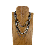 AN4488-SB             Silver Navajo pearl beads string set Necklace