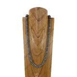 AN5387-SB               30'' Silver roundel Navajo pearl beads string Necklace