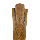 AN5416-SB            60'' Silver-tone Navajo beads Necklace
