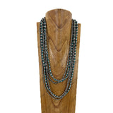 AN5418-SBTQ                  Six silver Navajo pearl and blue turquoise stone beads strings Necklace set