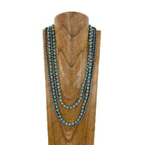AN5419-SBTQ                Four silver Navajo pearl and blue turquoise stone beads strings Necklace set