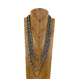 AN5419-SB               Four silver Navajo pearl beads strings Necklace set