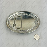 BKE-BUFFALO                Silver metal with blue turquoise stone chips Buffalo Belt buckle