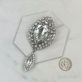BC110411-18          Silver with clear crystal brooch
