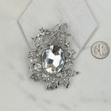 BC120307-03      Silver with clear crystal brooch