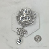 Copy of BC120307-04       Silver with clear crystal brooch
