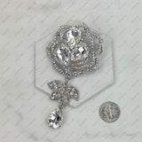 BC120307-04     Silver with clear crystal brooch