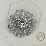 BC120510-04     Silver with clear crystal brooch