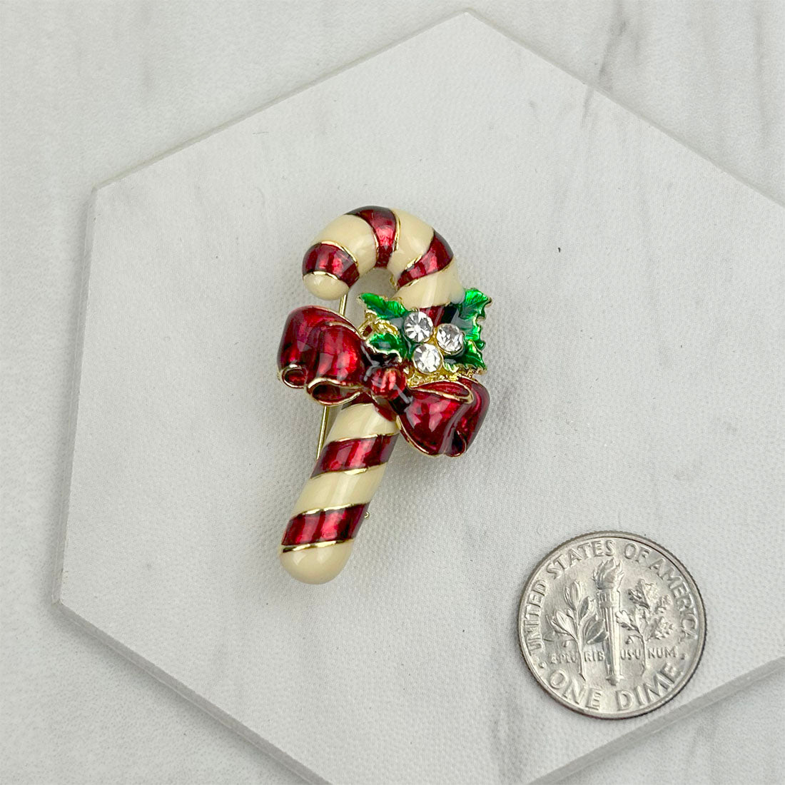 BC120720-06                 Christmas candy cane brooch