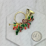 BC120720-10          Christmas French horn brooch