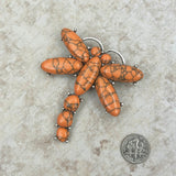 BCH221015-01-ORANGE    Silver with orange stone dragonfly Broock