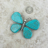 BCH221015-02-BLUE     Silver with blue turquoise stone butterfly Broock