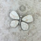 BCH221015-02-WHITE    Silver with white stone butterfly Broock