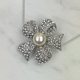 BCH230925-02     Silver with clear crystal brooch