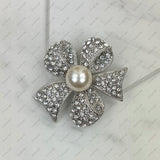 BCH230925-02     Silver with clear crystal brooch