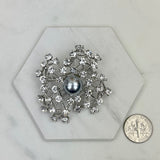 BCH230925-06      Silver with clear crystal brooch