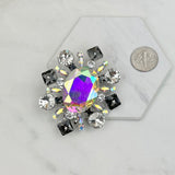 BCH230925-07     Silver with clear AB crystal brooch