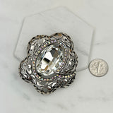 BCH230925-08     Silver with clear AB crystal brooch