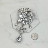 BCH230925-09    Silver with clear crystal brooch
