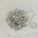 BCH230925-11        Silver with clear and clear AB crystal brooch